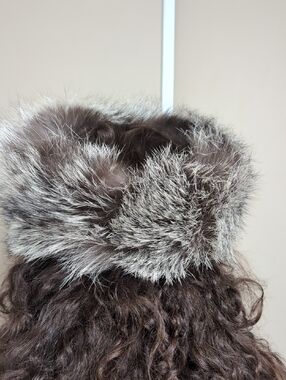 Racoon Fur Headband - Heathered Brown and Silver
